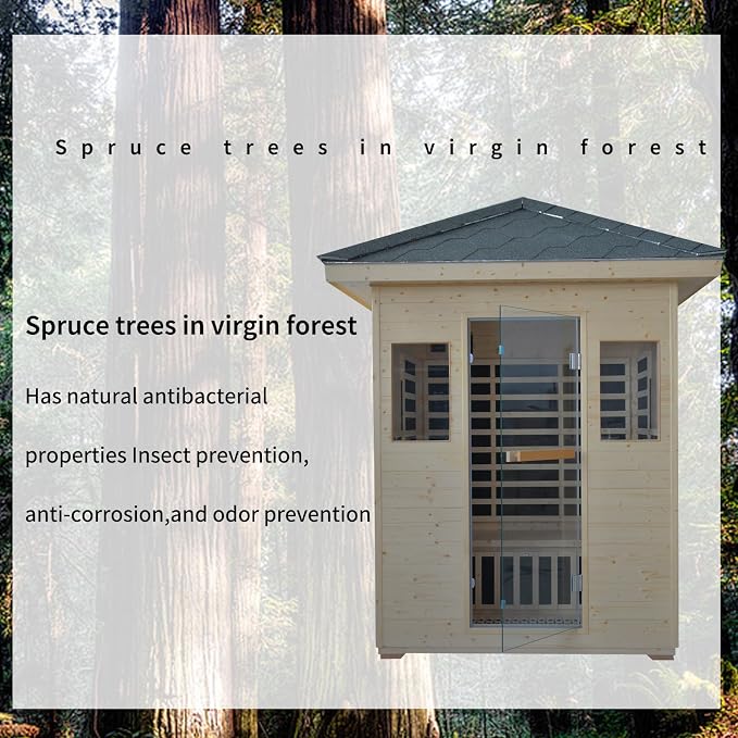 Home Infrared Sauna Room 1 Person Wooden Canadian Hemlock 1260W Low Magnetic Graphene Carbon Plate Heater Indoor Saunas (3-4 Person Sauna 57.9 * 40.6 * 98.4 in)