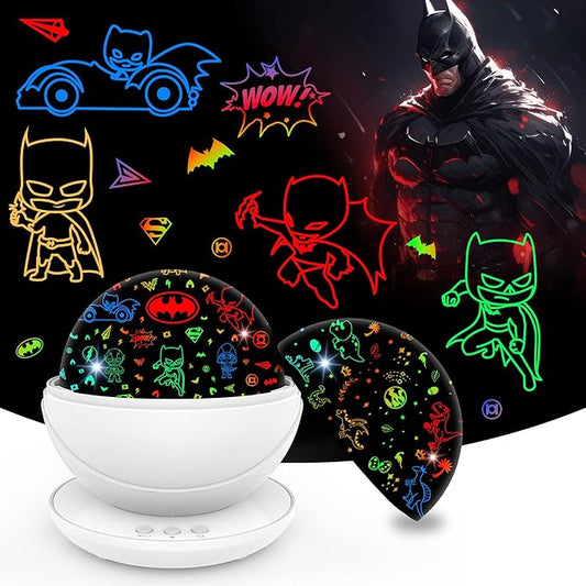 VANSHINIEER Batman Night Light Projector for Boy,Kids Night Lights with Batman and Dinosaur Theme,360 Degree Rotation,15 Mode Color Changing,Birthday Gift Toys