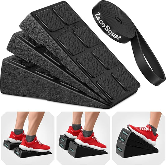 Squat Wedge Block Set of 3/5 - 960 LBS Capacity - Slant Board for Calf Stretching with 5 Stackable Angles - Calf Stretcher Slant Board - Workout Equipment - EPP Material for Exercise Equipment & Physical Therapy