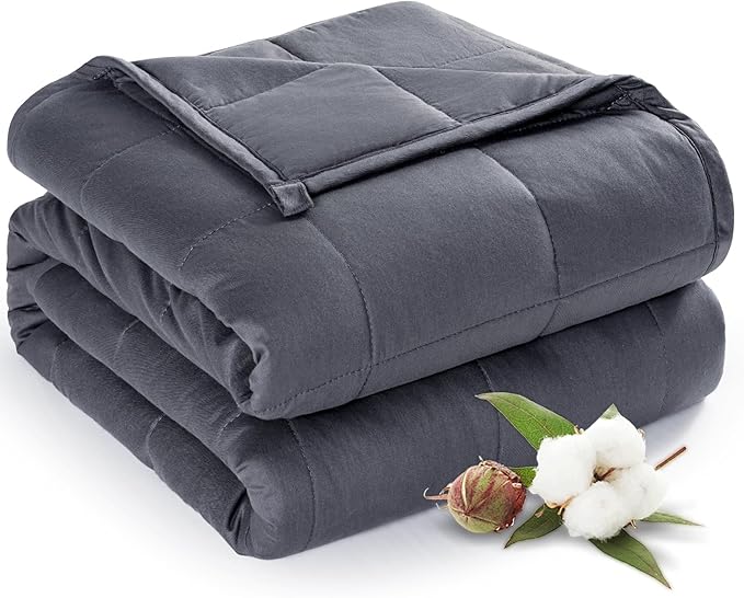 Sivio Weighted Blanket for Adults 100% Cotton, 80"x87" King Size 30 lbs, Large Cooling Summer Heavy Blanket for Sleep, Breathable Soft Blankets with Premium Glass Beads, Machine Washable, Dark Grey