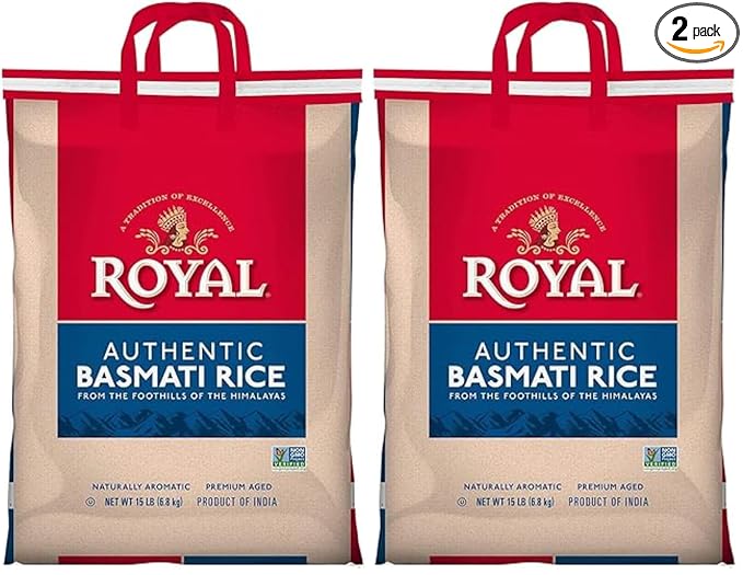 Authentic Royal Basmati White Rice, 15 lbs (Pack of 2)