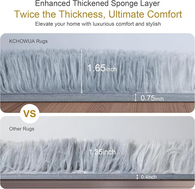 3x5 Thick Tie-Dye Gray Fluffy Shag Rug for Bedroom, Plush Carpet | Area Rug for Living Room, Kids Nursery, Dorm Room, Washable Non Slip Shaggy Floor Carpet