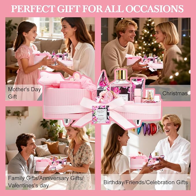 27 Pcs Spa Day Gifts Basket for Women, Camellia Magnolia Bath and Body Gift | Facial Skin Care Set, Self Care Pampering Kit, Face Serum, Lip Care, Home Spa, Birthday Mother Day, Bridal Shower Beauty Care