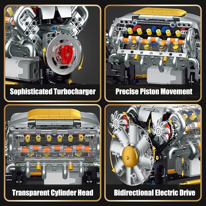 V8 Engine Model Kit that Runs, Build Your Own Mini Visible Car Motor, Physical Science Experiment Building Set for Adults & Teens, STEM Toy Gift for Boys 14+ (703 PCS)