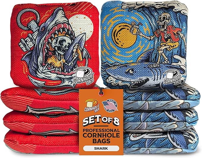 Cornhole365 - Stick & Slide - Professional Corn Hole Bag - Heavy-Duty Double-Stitched Polyester Fabric & Resin Filling for All-Weather - Versatile Regulation Size Cornhole Bean Bags - Set of 8