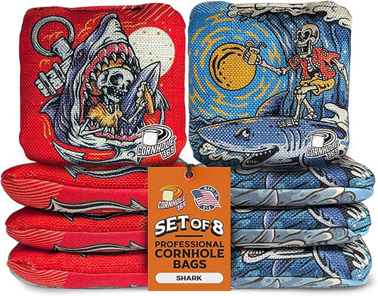 Cornhole365 - Stick & Slide - Professional Corn Hole Bag - Heavy-Duty Double-Stitched Polyester Fabric & Resin Filling for All-Weather - Versatile Regulation Size Cornhole Bean Bags - Set of 8