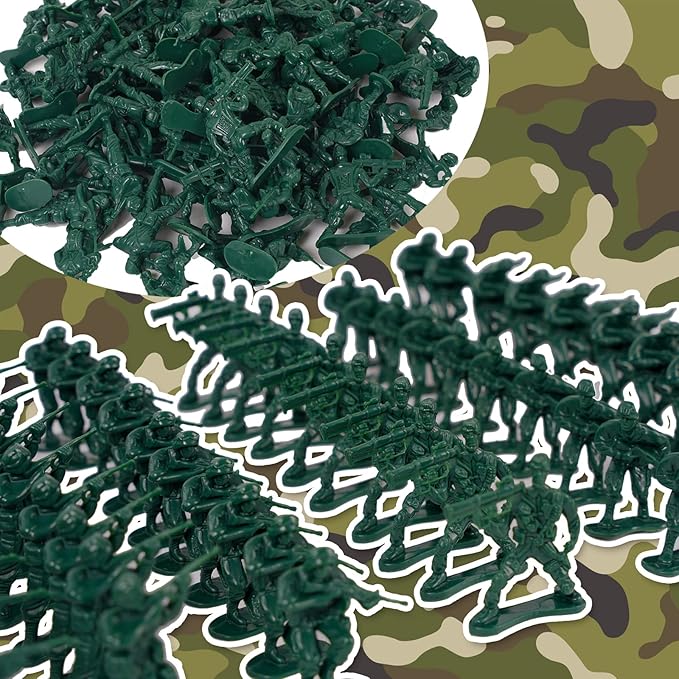 2-Inch Plastic Army Men Action Figures, 10 Unique Sculpts, Pack of 100 (Green)