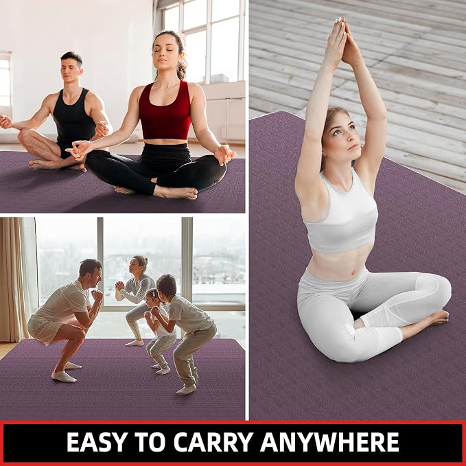Extra Large Yoga Mat – 72"x48" or 78"x57", 1/4"–1/2" Thick Mat for Women & Men, TPE Non-Slip Pilates Mat for Home Gym, Yoga, Stretching, Meditation