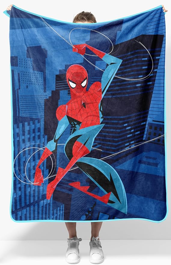 Sunny Side Up Kids Plush Throw Blanket – Children's Soft & Comfy Throw for Couch or Bed – Cozy Home Décor for Living Room & Bedroom, Blue - Spiderman, 40x50 - Travel Blanket
