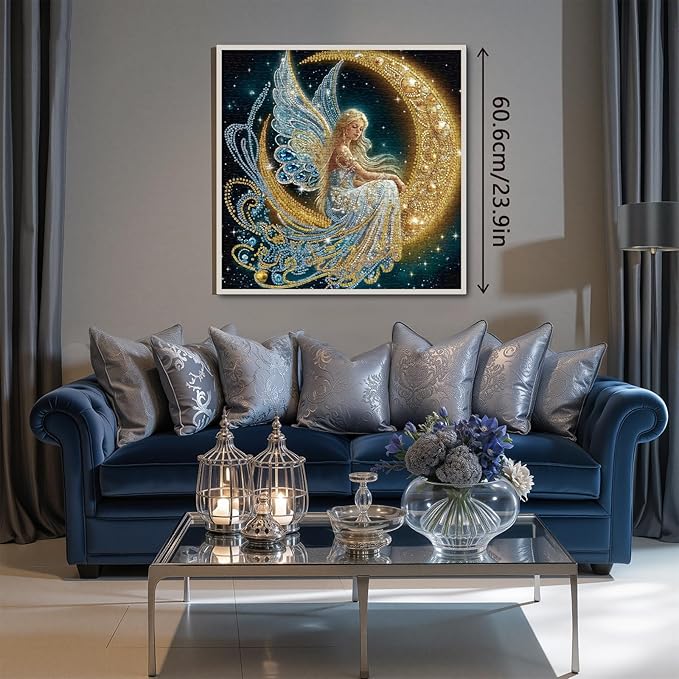 Beautiful Moon Angel Puzzles for Adults 1000 Pieces, Colorful Diamond Gem Aesthetic Jigsaw Puzzles, Impossible Pretty Art 1000 Piece Challenging Puzzle