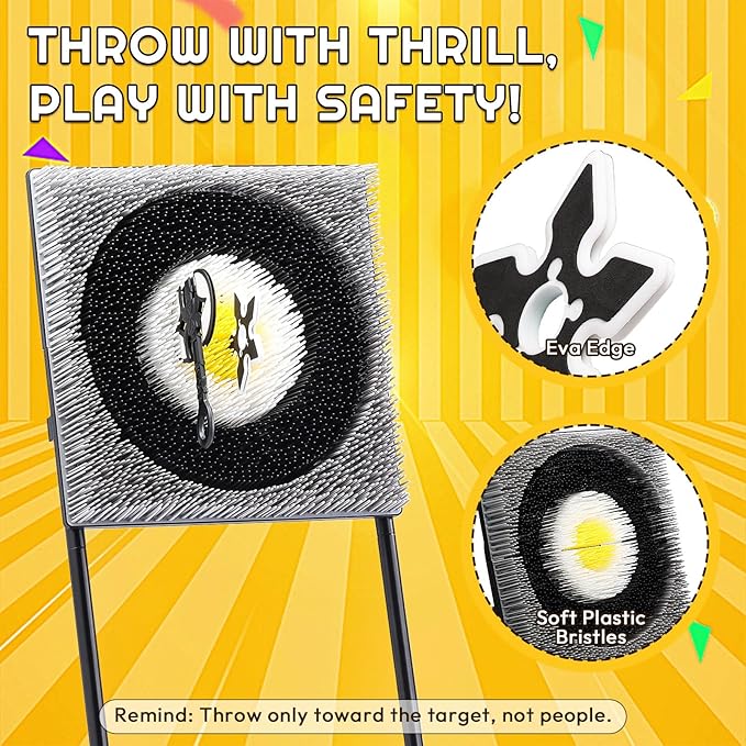 A11N SPORTS Axe Throwing Game with Steel Frame and Bristle Target, Safe Indoor Outdoor Target Game Set, Adjustable Height Yard Game with Axes & Stars for Backyard, Lawn, or Party Play