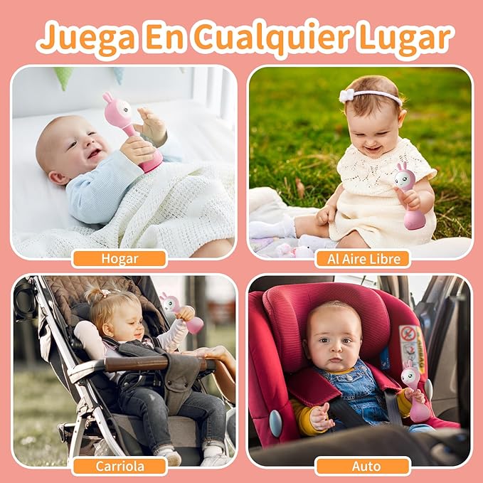 alilo Sonajero Musical para Bebés 0-12 Meses, Juguete con Luz, 66 Sonidos, 15 Canciones, 13 Cuentos, 5 Canciones de Cuna, Ruido Blanco, Reconocimiento de Colores, Regalo Recién Nacido
