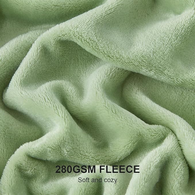 Hansleep Twin Sage Green Fleece Blanket, Soft Flannel Bed Blanket | Fuzzy Cozy Blanket 60x80 Inches, Multi-use for Bed, Sofa, Couch, Travel, Camping, All Season Warm Lightweight Cover
