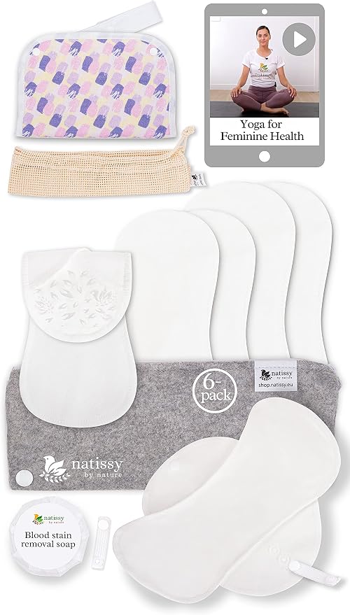 Non Slip Reusable Panty Liners for Women Thong 7-Pack (S) Organic Cotton Panty Liners Reusable & Non Slip Reusable Pads Menstrual Heavy Flow 6-Pack (L+XL) Organic Cotton Cloth Menstrual Pads