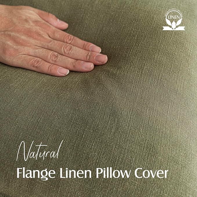 Foindtower Pack of 2, Decorative Linen Solid Throw Pillow Covers Soft Accent Cushion Case Boho Farmhouse Pillowcase for Chair Couch Sofa Bedroom Living Room Home Decor 20 x 20 Inch Olive Green