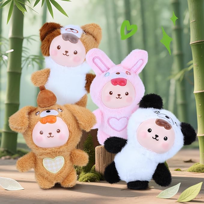 Collectibles Plush Doll, Kawaii Plushies Doll with Vinyl Face Mentl Keyring for Girls Boys, Soft Panda Vinyl Plush Figures Stuffed Animals Gift for Collectible Bag Charm Home Decor Birthday Keychains