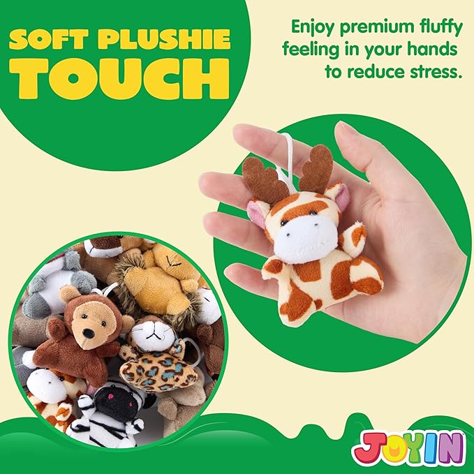 JOYIN 24 Pcs Mini Safari Animal Plush Toys (24 Units 2.4" Each), Animals Keychain Decoration for Kids, Small Stuffed Animal Bulk for Kids, Carnival Prizes, School Gifts, Halloween Goodie Bags
