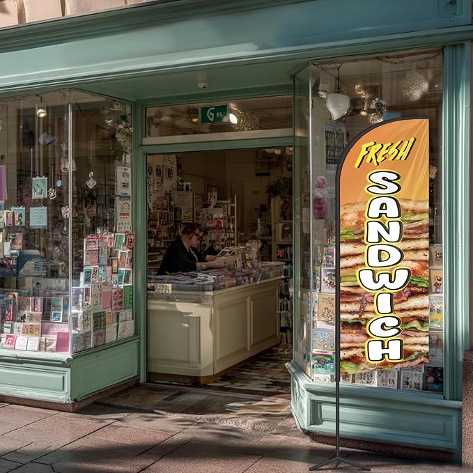 Sandwich Feather Flag for Storefronts Fairs,6 FT (Flagpole Not Included) | Business Advertising Flag
