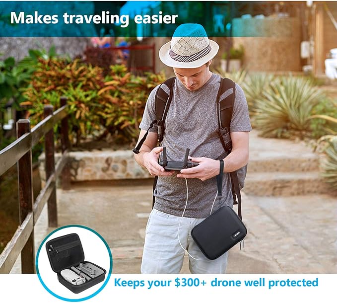 JSVER Carrying Case for DJI Mavic Mini 2 Hard Shell Storage Case for Mini 2/2 SE/4K Drone Remote Controller and Accessories, with Propeller Protectors and Control Stick Cover