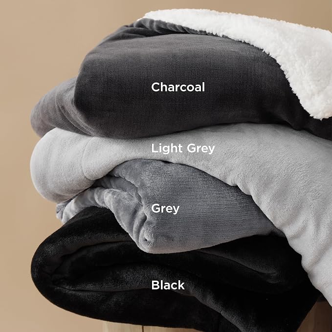 Bedsure GentleSoft Sherpa Fleece Cal King Blankets for Bed, Non-Heated, Thick and Warm Oversized Throw for Women and Men, Soft Fuzzy Plush Large Blanket for Winter, Light Grey, 112x98 Inches