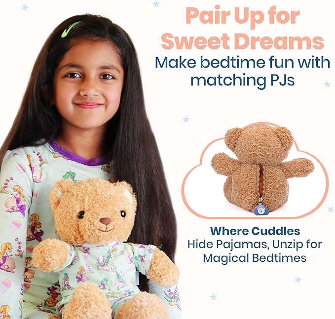 Zip N' Bear Soft Plush Teddy Bear Stuffed Animal with Mystic Mermaid Pajamas - Zippy The Bear Cute Cuddly Plush Toy, Perfect Sensory Teddy for Kids, Toddlers - Adorable Gift & Bedtime Companion