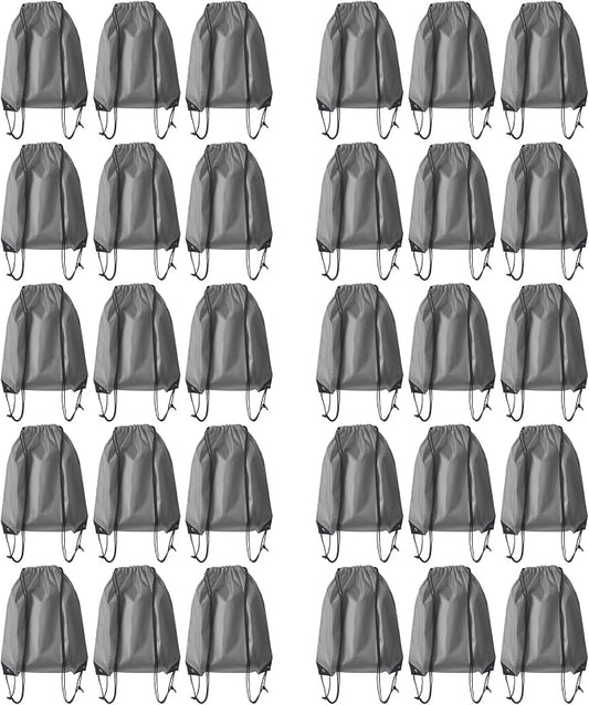 Drawstring Backpack Bulk 30Pcs Draw String Backpack Bags DIY Gym Sports Traveling Yoga Cinch Bag Sackpack Drawstring (grey)
