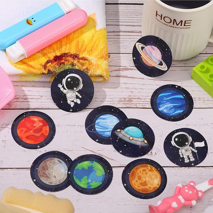 Chinco 120 Pcs Pee Targets for Boys Training Toilet Tinkle Flushable Paper Stickers You Pee on Boys Potty Training Targets Potty Aids Flushable Chart for Toddlers Use(Space Style)