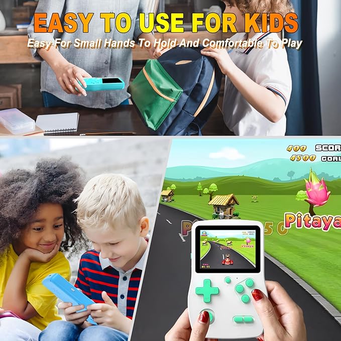 32 Bit Handheld Games for Kids Preloaded 139 Video Games, Portable Video Gaming Player with 3.0" IPS Screen and Rechargeable Battery, Mini Travel Games Electronic Gifts Toys for Boys Girls, White
