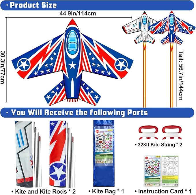 Delta Kites Airplane Kites for Kids & Adults, Delta Multicolor Beach Kite for Kids Age 4-8 8-12 Easy to Fly for Beginners, Easy to Assembled Colorful Kite for Beach Outdoor Toy Games & Family Trip