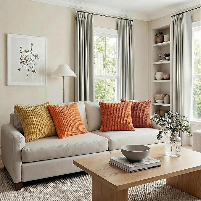 Fancy Homi 4 Packs Decorative Throw Pillow Covers for Living Room Couch Bed, Modern Farmhouse Boho Home Décor Accent Cushion Case, 24" x 24", Burnt Orange Series