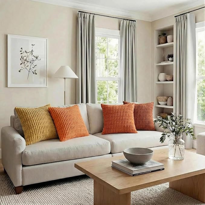 Fancy Homi 4 Packs Decorative Throw Pillow Covers for Living Room Couch Bed, Modern Farmhouse Boho Home Décor Accent Cushion Case, 12" x 12", Burnt Orange Series