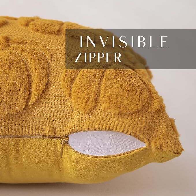 DFXSZ Fall Pillow Covers 16x16 2Pcs Yellow Pumpkin Fall Decoration for Home | Fall decor Set of 2 Throw Pillow Cases Soft Plush Faux Fur Wool Couch Cushion for Chair Sofa Bedroom Living Room Home Decor