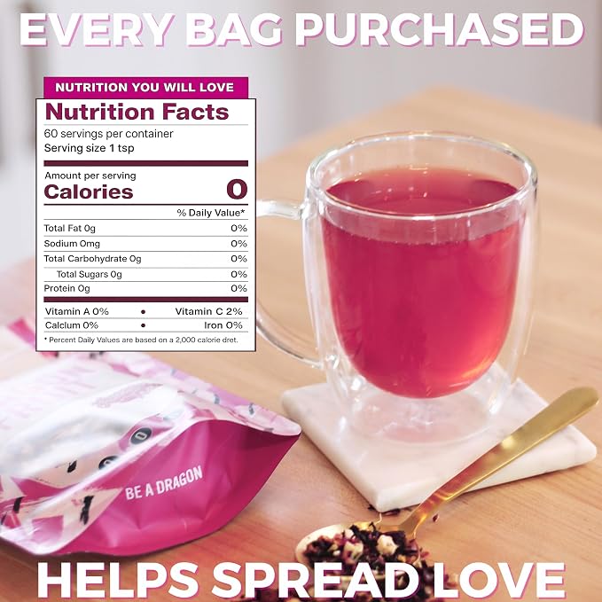 Katy’s Dragonfruit Loose Leaf Tea - Hibiscus, Dragonfruit & Pineapple - Premium Herbal Fruit Tea, Caffeine-Free, Sugar Free - Hot or Iced Tea - 30+ Cups - Woman-Owned