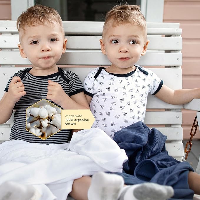 Burt's Bees Baby Bodysuits, Short Sleeve and Long Sleeve One-Pieces, 100% Organic Cotton