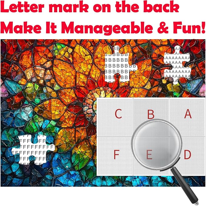 Stained Glass Flower of Life Puzzles for Adults 1000 Pieces, Impossible Hard Difficult Challenging Puzzles for Adults, Colorful Mosaic Flower of Life Jigsaw Puzzle 1000 Pieces