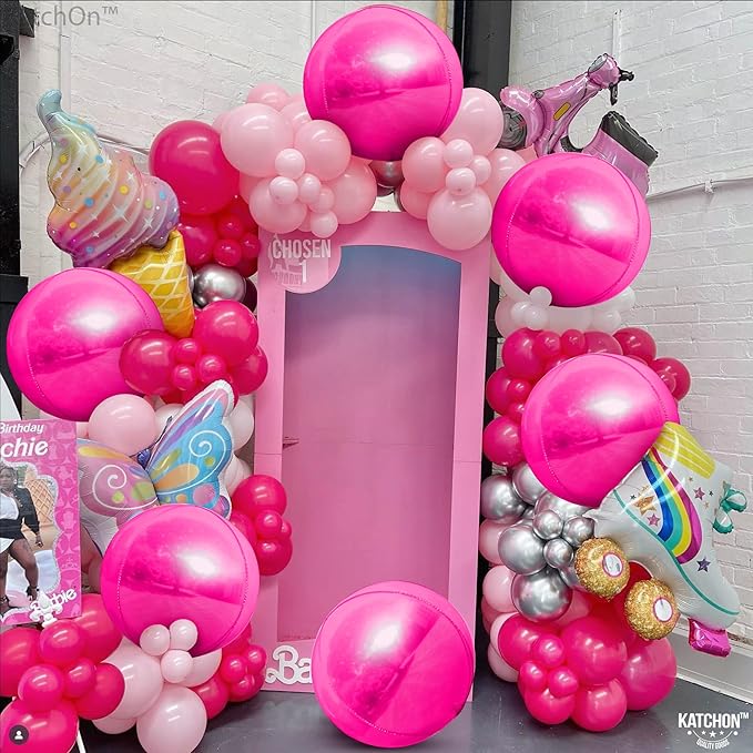 KatchOn, Big Hot Pink Balloons - 22 Inch Pack of 6 | Hot Pink Foil Balloon for Pink Birthday Decorations, Pink Party Decorations, Gender Reveal | Metallic Balloons For Baby Shower, Bridal