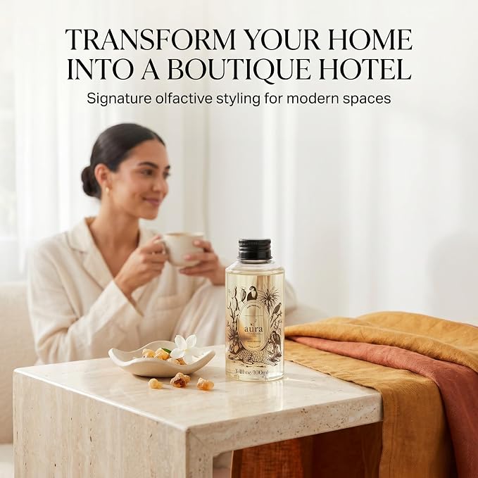 Aura Corsica | Jasmine & Amber Fragrance Oil for Diffusers | Inspired by M.F.K Baccarat Rouge | Luxury Hotel Scent | Floral Amber Aromatherapy | Home & Office | 3.4 fl oz (100ml) | Long Lasting