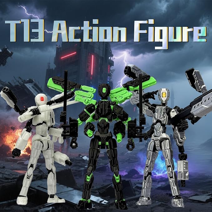 T13 Action Figure Set (Assembly Completed),3D Printed Multi-Jointed Movable,Nova 13 Figures Desktop Decorations for Game Lovers Toy (Black Green)