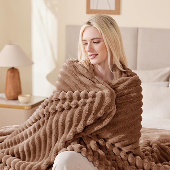 EXQ Home Gentle Soft Fleece Throw Blanket – Cozy Lightweight Blanket for Couch Bed – All-Season Warm Fuzzy Flannel Blanket for Women Mom Her – Gifts for Birthday(60"x80",Mocha Mousse)