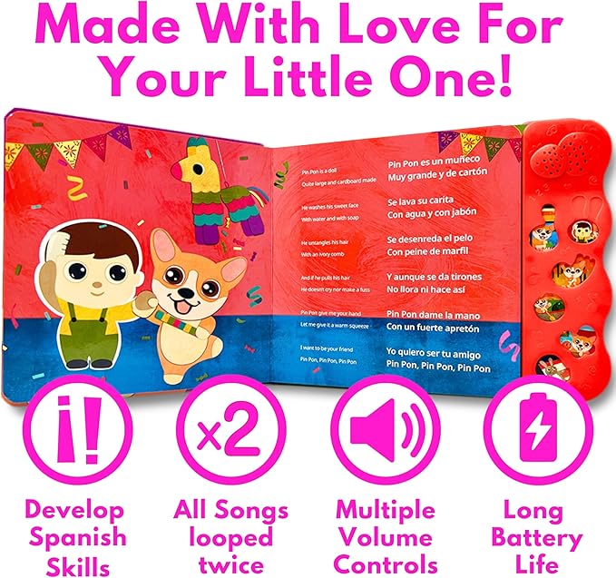 Bundle Deal, Spanish Toys for Toddlers 1-3, Spanish Baby Books, Bilingual Children’s Book, Baby Books 0-6 Months in Spanish, Libros En Español para Niños, Baby Musical Toys