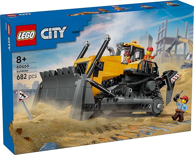 LEGO City Yellow Bulldozer Toy, Gift for Birthday, Building Blocks for Boys and Girls, Ages 8, 9, 10, Elementary School Students, City Building, Vehicles, Cars, Mini Cars, for Mom and Dad, 60466