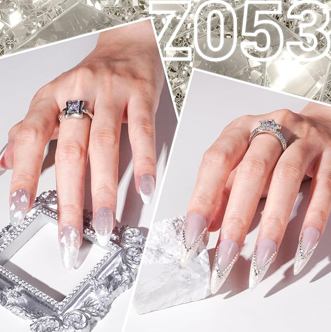 MelodySusie White Glitter Gel Polish, 15ml Translucent Jelly Glitter White Nail Polish Sparkle Gel Color Z053, Soak Off UV LED Nail Lamp Nail Art Starter Manicure DIY at Home 0.5 Fl Oz
