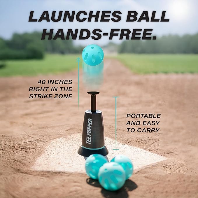 Bandit Sports Tee Popper, Durable Nylon Strength for Long-Lasting Hitting, Batting Tee for Perfect Swings, Baseball Training for Practicing Hitting Without a Pitcher (Ball not Included)