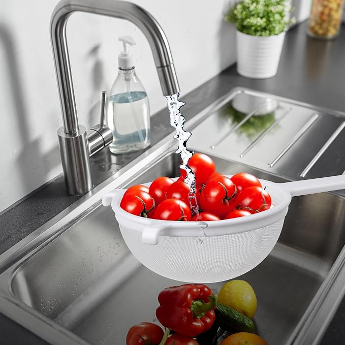 HIC Kitchen Double-Ear Fine Mesh Strainer, BPA-Free, 7-Inch, For Sifting Baking Ingredients, Straining, And Draining Soups, Stocks, And Sauces