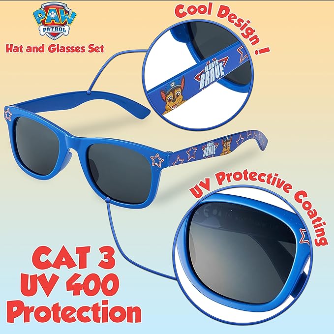 Paw Patrol Baseball Cap and Kids Sunglasses - Boys Sun Hat & UV400 Sunglasses for Kids Summer Set