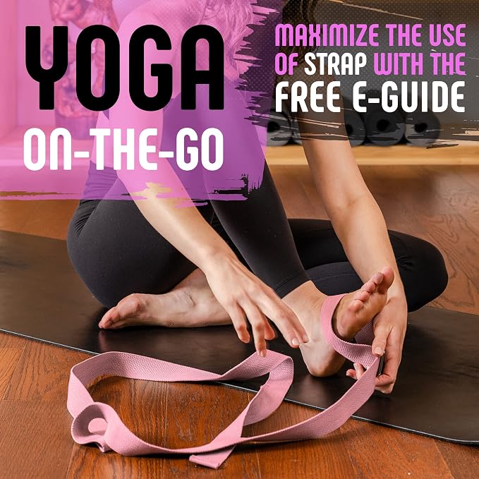 Gradient Fitness Yoga Strap, Friction-Less Easy-Feed Buckle, Super Soft Cotton/Polyester Blend Webbing, Free eGuide. (8 Feet)