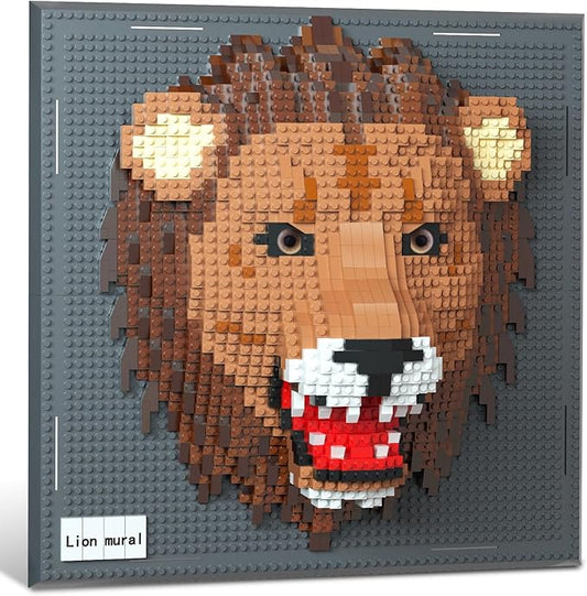 Lion Animal 3D Wall Art Micro Mini Building Blocks Set for Adults, Unique Home Wall Decor or Table Display, No Compatible with Lego, Ideal Birthday Toy for Kids Teens (2005 PCS)