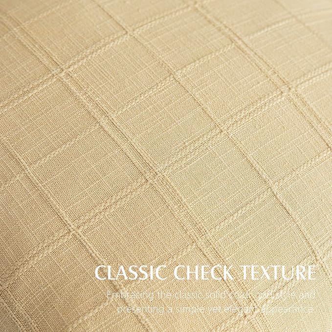 Foindtower Set of 2 Decorative Linen Check Throw Pillow Covers Neutral Farmhouse Vintage Cushion Covers Cozy Modern Boho Accent Home Decor for Sofa Chair Couch Bed Living Room,14×36 Inch,Light Yellow