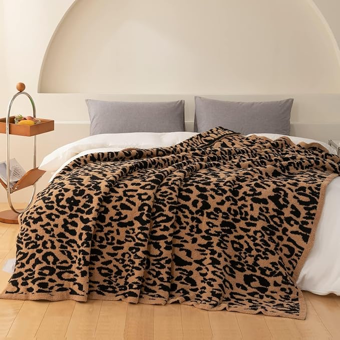 MH MYLUNE HOME Ultra Soft Leopard Throw Blanket Plush, Brown, 50"x60" | Reversible Cheetah Print Blanket, Comfy Fluffy Fuzzy Plush Blanket Throws for Couch Bed, Cozy Blankets for Women Gift