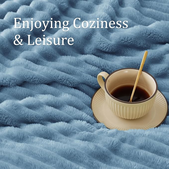 BEDELITE Ribbed Twin Blanket for Couch & Bed,Light Blue, 60"x80" | Ultra-Soft Plush Fleece, Cozy, Warm Yet Lightweight, Ribbed Texture, Home Decor, Machine Washable, Giftable, All-Season Use